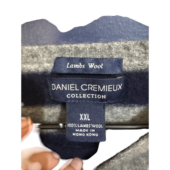 Daniel Cremieux Striped Lambs Wool Crew Neck Sweater Navy Gray Womens XXL - Picture 3 of 3